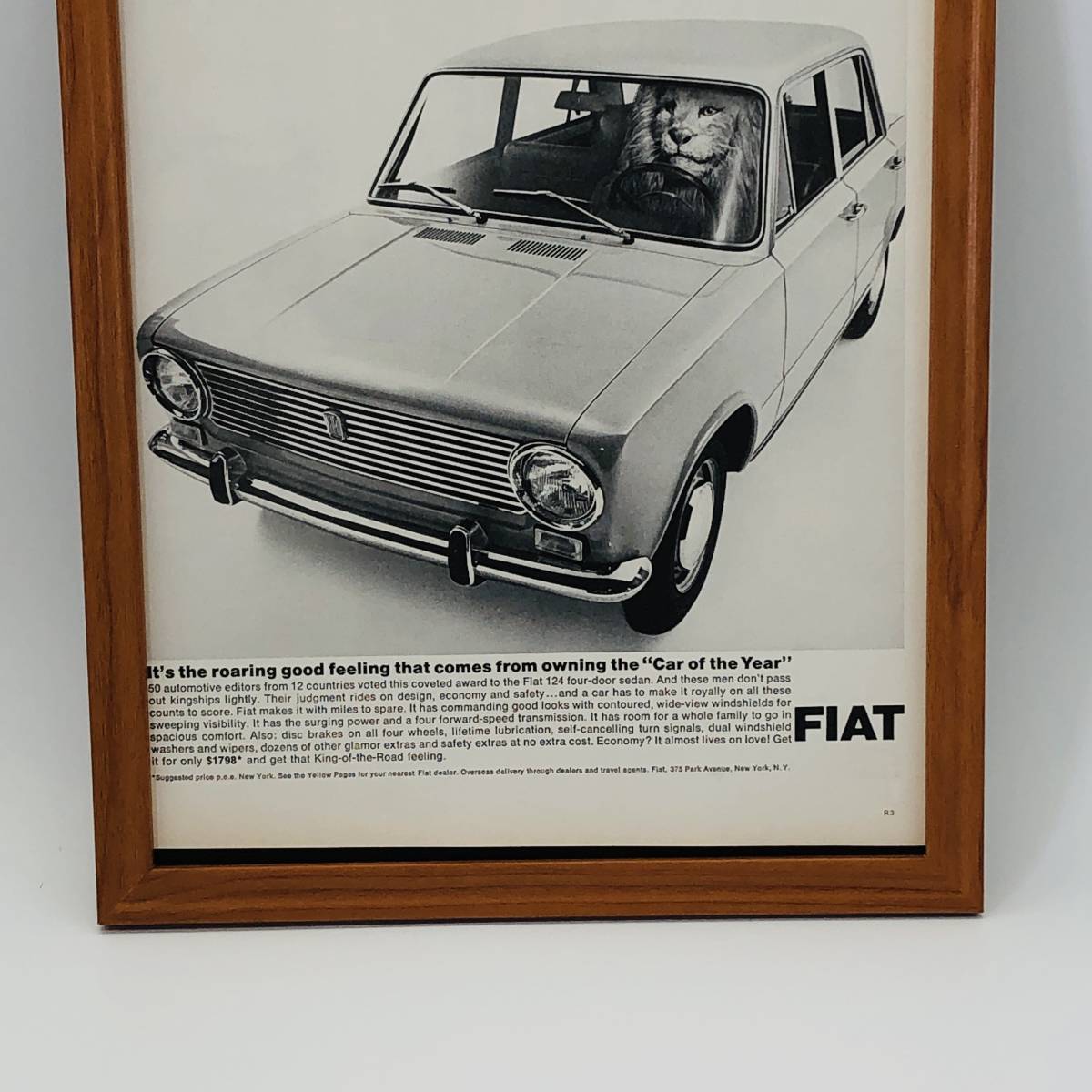 『 フィアット 自動車　FIAT 』ビンテージ 広告　60年代　フレーム 付 ポスター 当時物 額付 LIFE 雑誌 アンティーク オリジナル_画像4