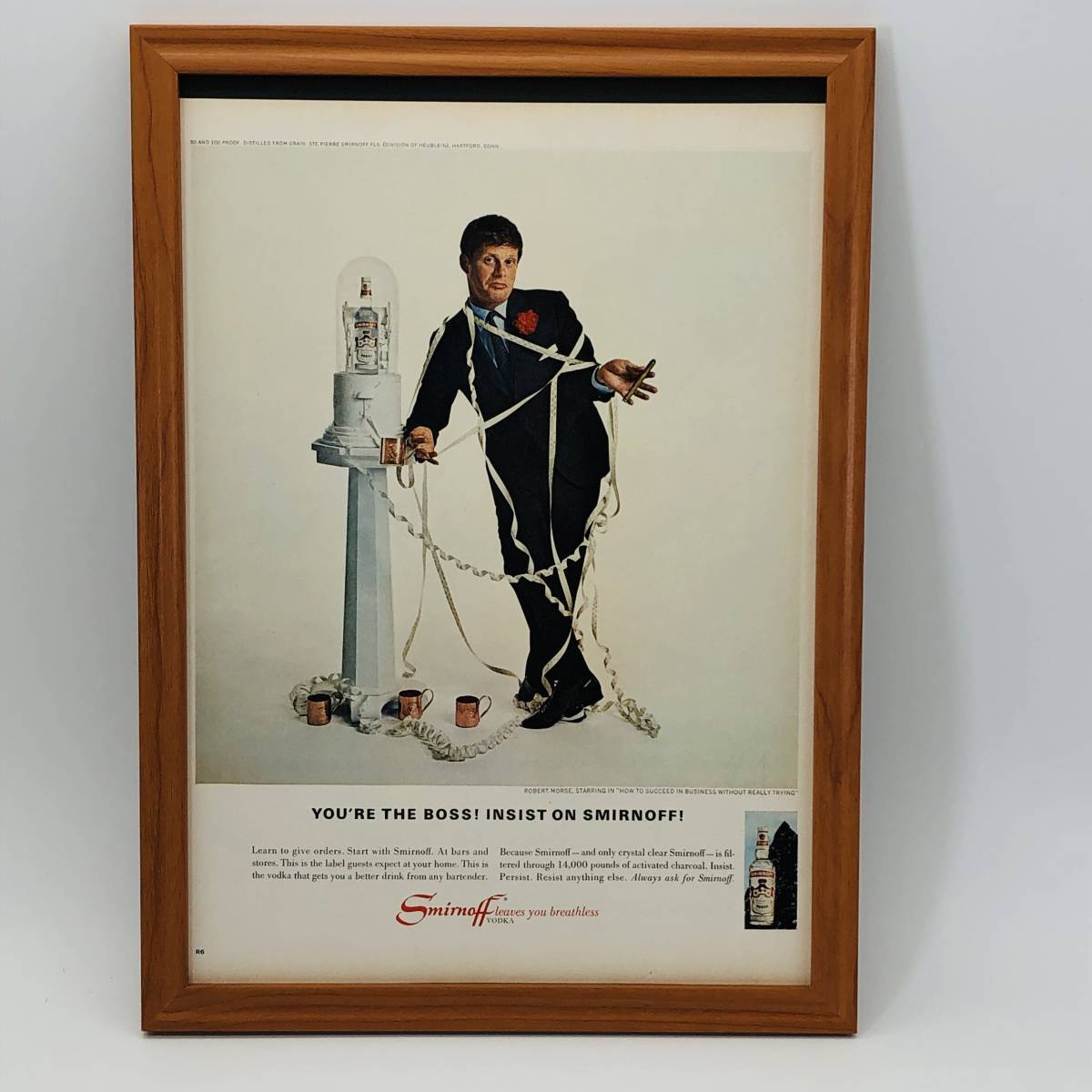 『 スミノフ ウォッカ　SMINOFF』ビンテージ 広告　60年代　フレーム 付 ポスター 当時物 額付 LIFE 雑誌 アンティーク オリジナル_画像1