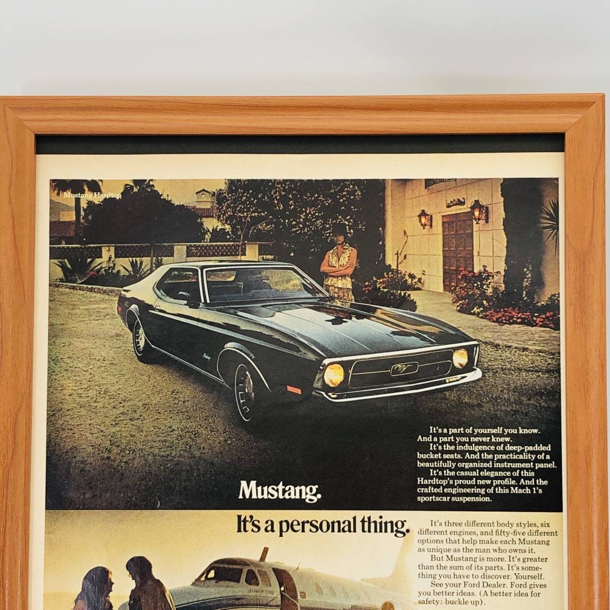 『 フォード マスタング 』ビンテージ 広告　60年代　フレーム 付 ポスター 当時物 額付 LIFE 雑誌 アンティーク オリジナル