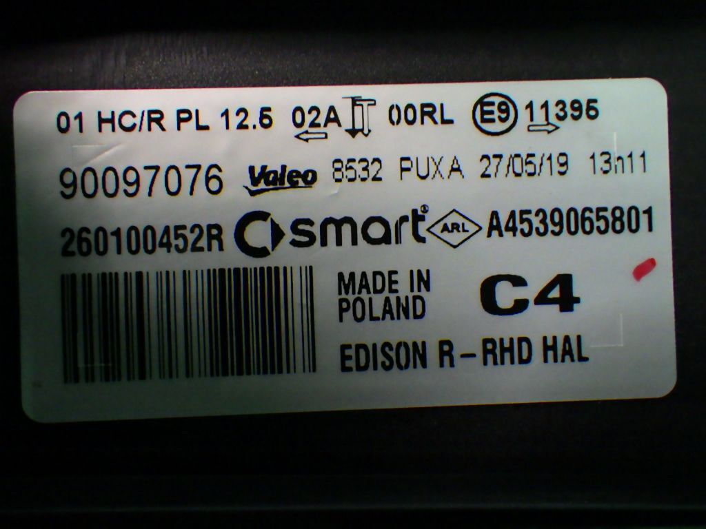 スマート フォーフォー[W453]ヘッドライト(右ライト)ヘッドランプ A4539065801_画像3
