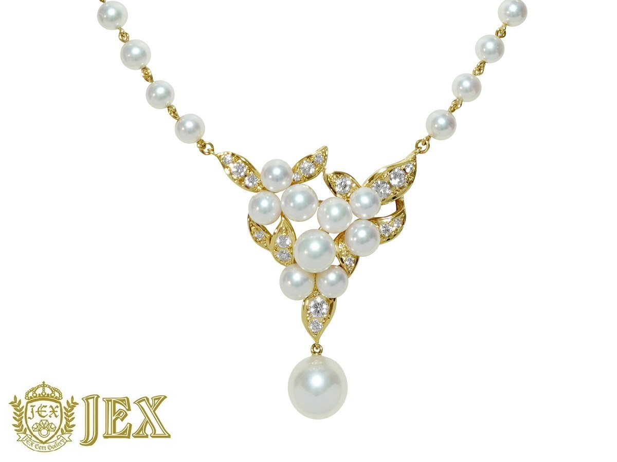 MIKIMOTO 【ミキモト】 K18アコヤパール ダイヤネックレス NO.48138-B