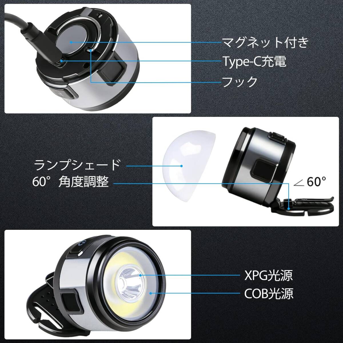 １円～送料無料！LED ヘッドライト ヘッドランプ 充電式 作業灯 高輝度 超軽量 小型 角調整可 防水 キャンプ 散歩 作業 釣り アウトドア _画像5