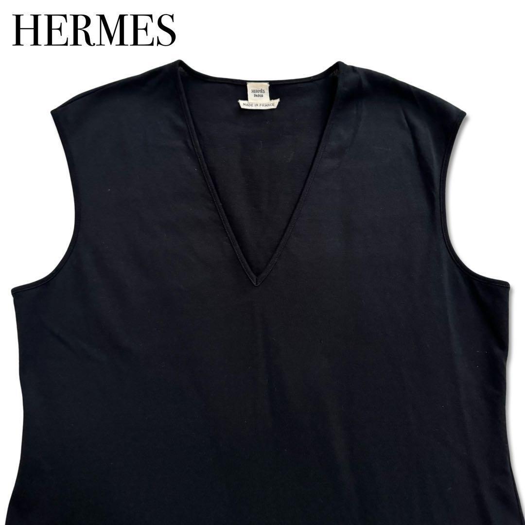 HERMES　エルメス ノースリーブ タンクトップ サイズ38 洋服 レディース ブラック_画像1