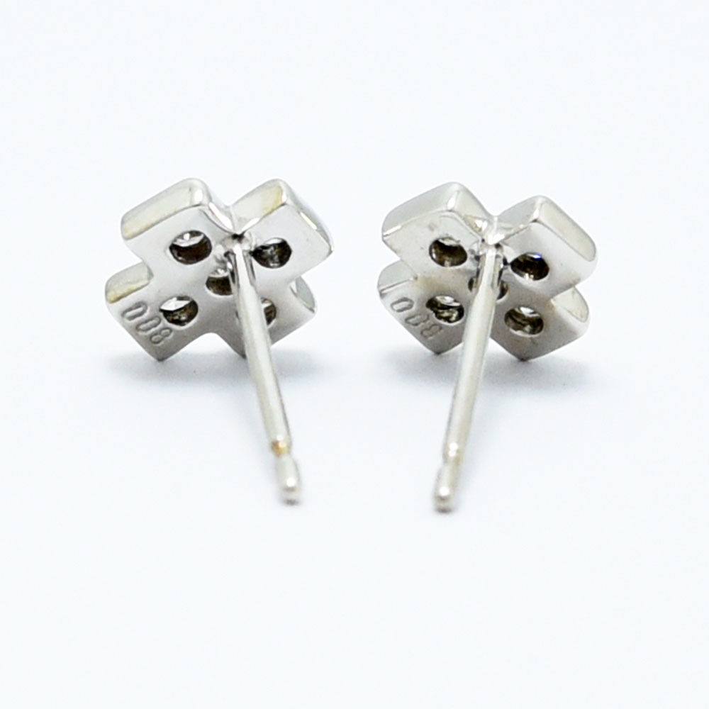 【12月スーパーSALE 15%OFF】 6120円 ダイヤモンド 新品磨き仕上げ K18WG クロス ピアス 0.16 ホワイトゴールド台