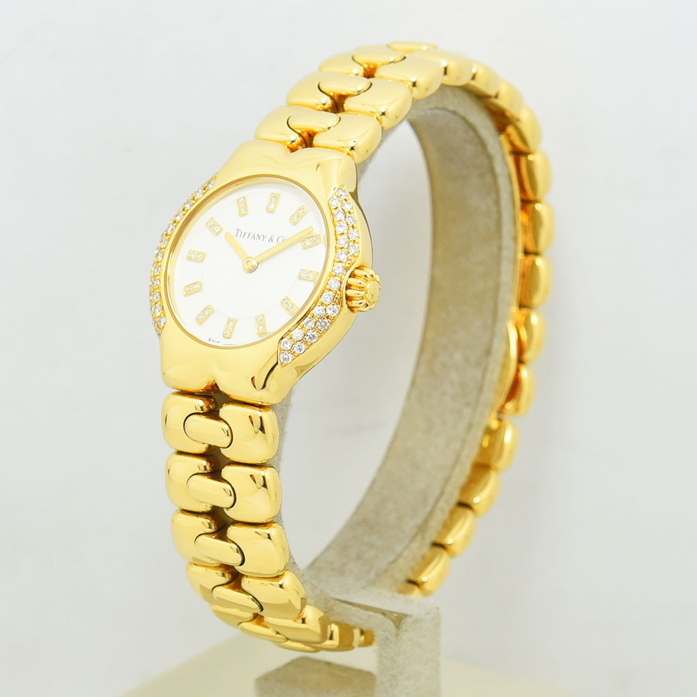 ティファニー 時計 レディース TIFFANY&Co. ティソロ L0133 クォーツ ダイヤモンド K18 750 ホワイト 軽仕上げ 中古_画像2