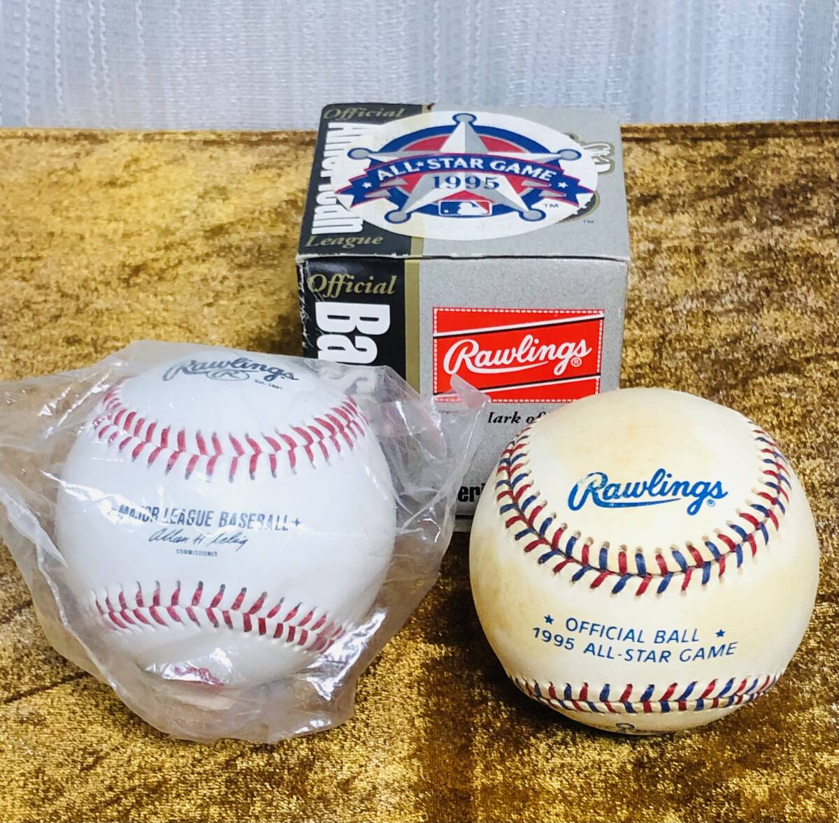 野茂英雄 ドジャース時代 1995年オールスター 野球ボール サインなし American League お土産ボールセットの画像1