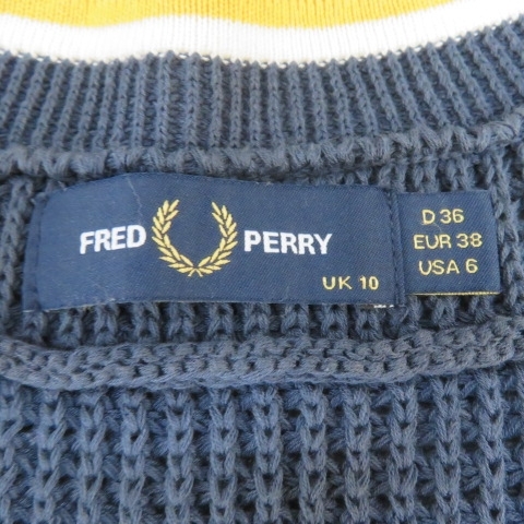 V111★FRED PERRY　フレッドペリー　サマーニット　ネイビー　サイズUK10★A_画像4