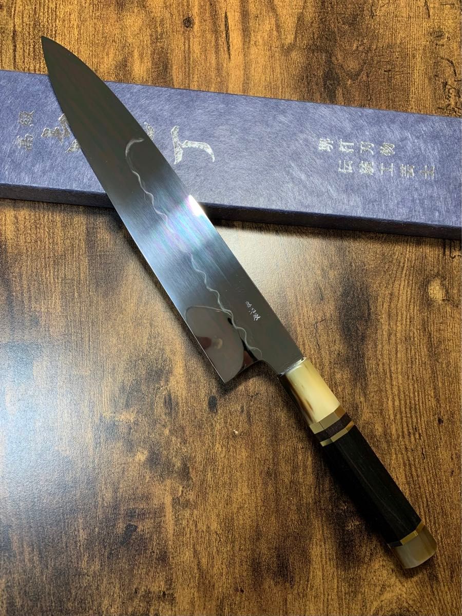 堺打刃物 祥太郎作 和牛刀 本焼 白鋼 8寸 全鏡面 包丁 黒檀白 堺打刃物 祥太郎作 和牛刀 本焼 白鋼 8寸 全鏡面 包丁 黒檀白