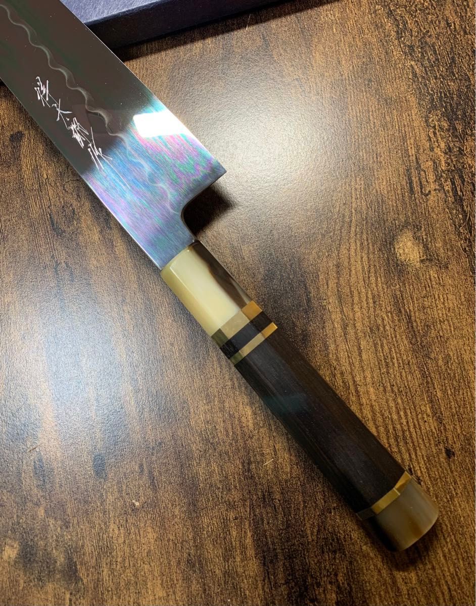 堺打刃物 祥太郎作 和牛刀 本焼 白鋼 8寸 全鏡面 包丁 黒檀白 堺打刃物 祥太郎作 和牛刀 本焼 白鋼 8寸 全鏡面 包丁 黒檀白