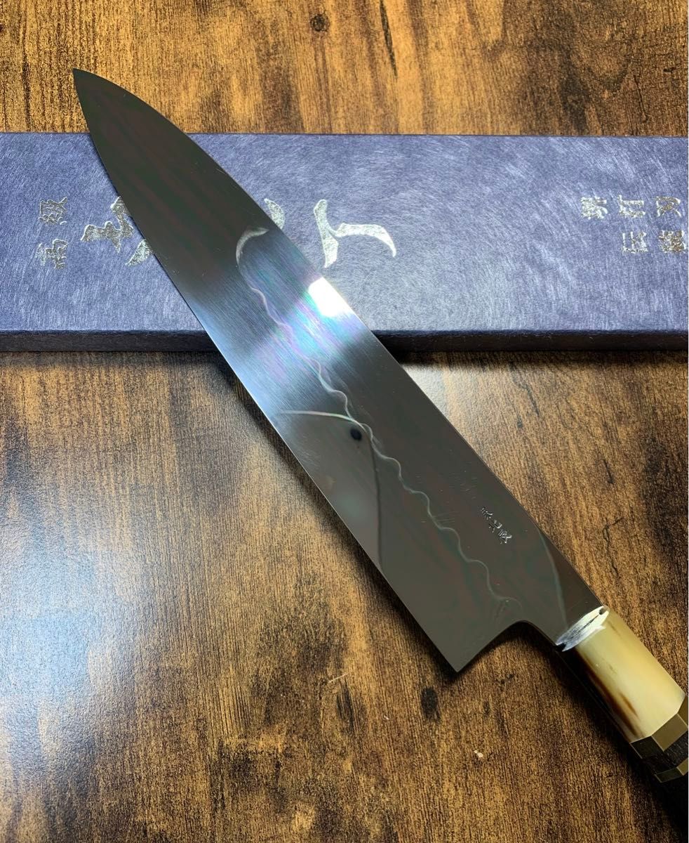 堺打刃物 祥太郎作 和牛刀 本焼 白鋼 8寸 全鏡面 包丁 黒檀白 堺打刃物 祥太郎作 和牛刀 本焼 白鋼 8寸 全鏡面 包丁 黒檀白