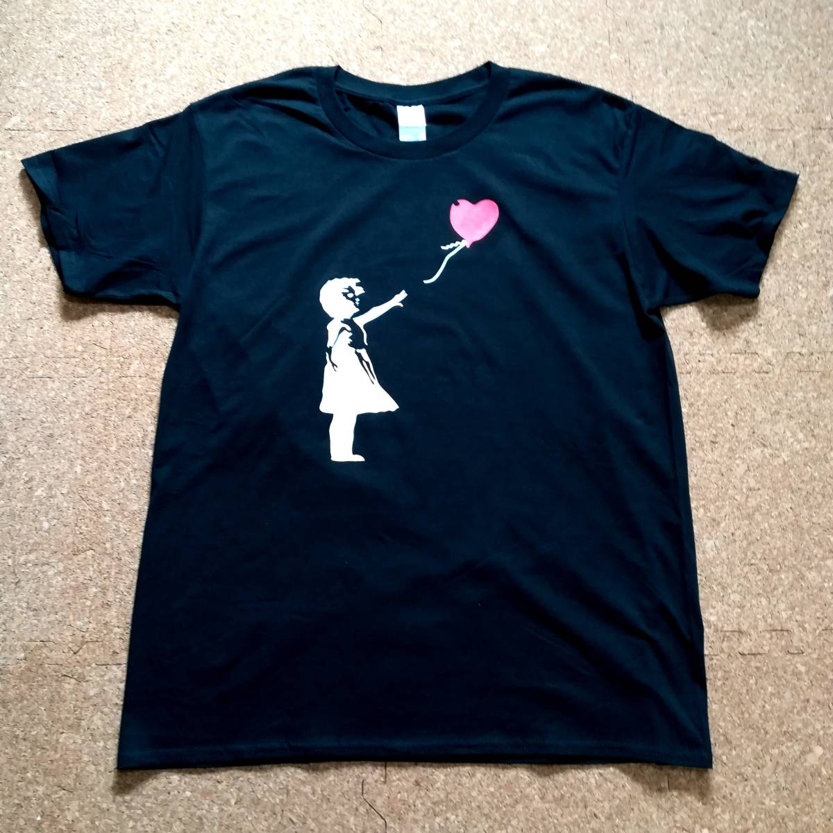 【2XL】BANKSY・バンクシー・風船と少女・プリントTシャツ・黒_画像1