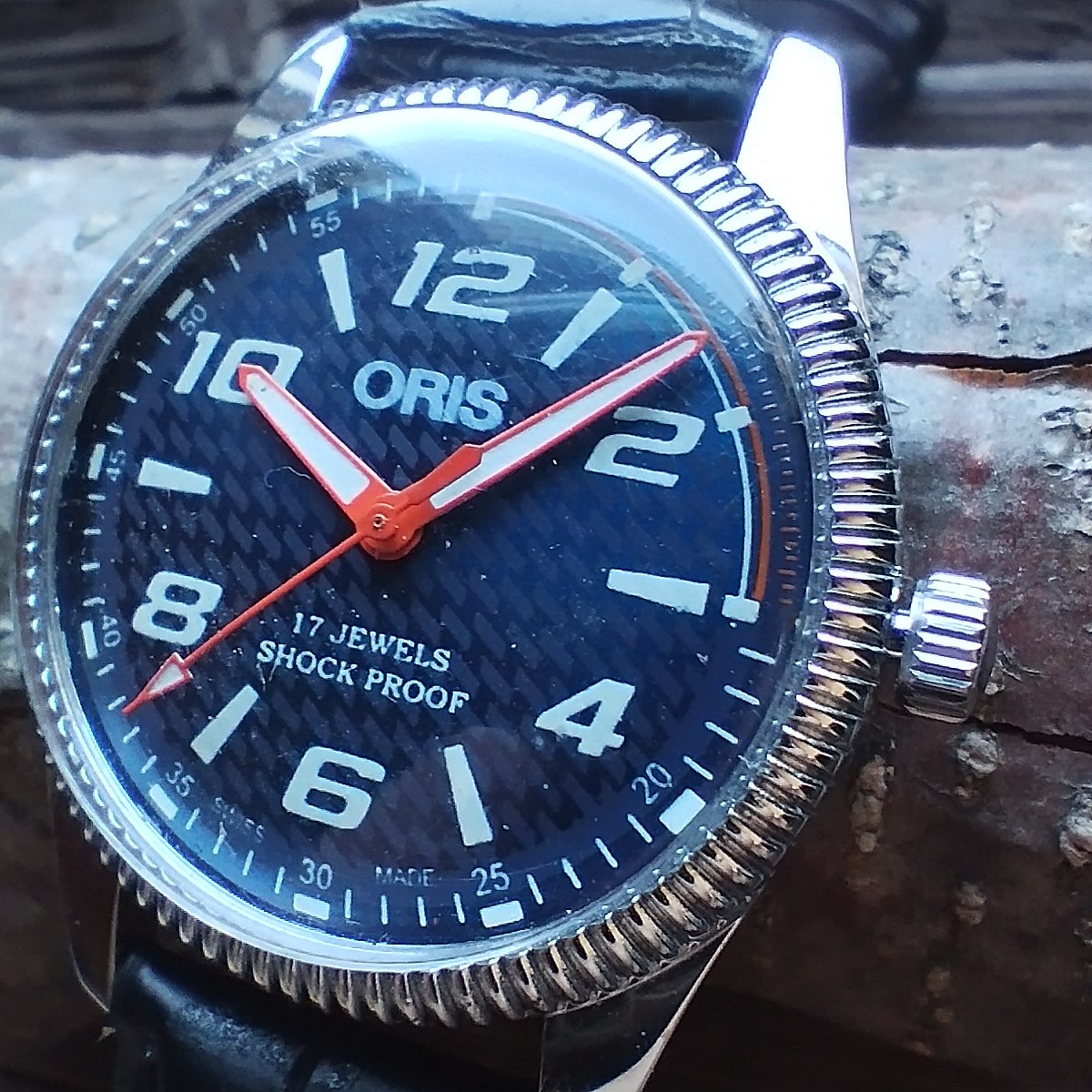 ●希少！●オリス■ORIS 手巻き機械式1980年代ヴィンテージメンズ腕時計アンティーク即納 男性人気ブランド0303Aの画像2