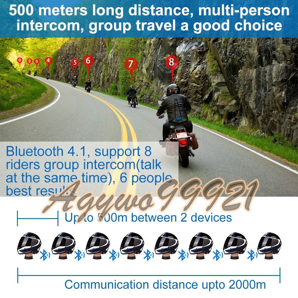FODSPORTS バイク インカム M1-S 最大８人同時通話 Bluetooth4.1 全二重通信 インターコムYWQ796_画像5
