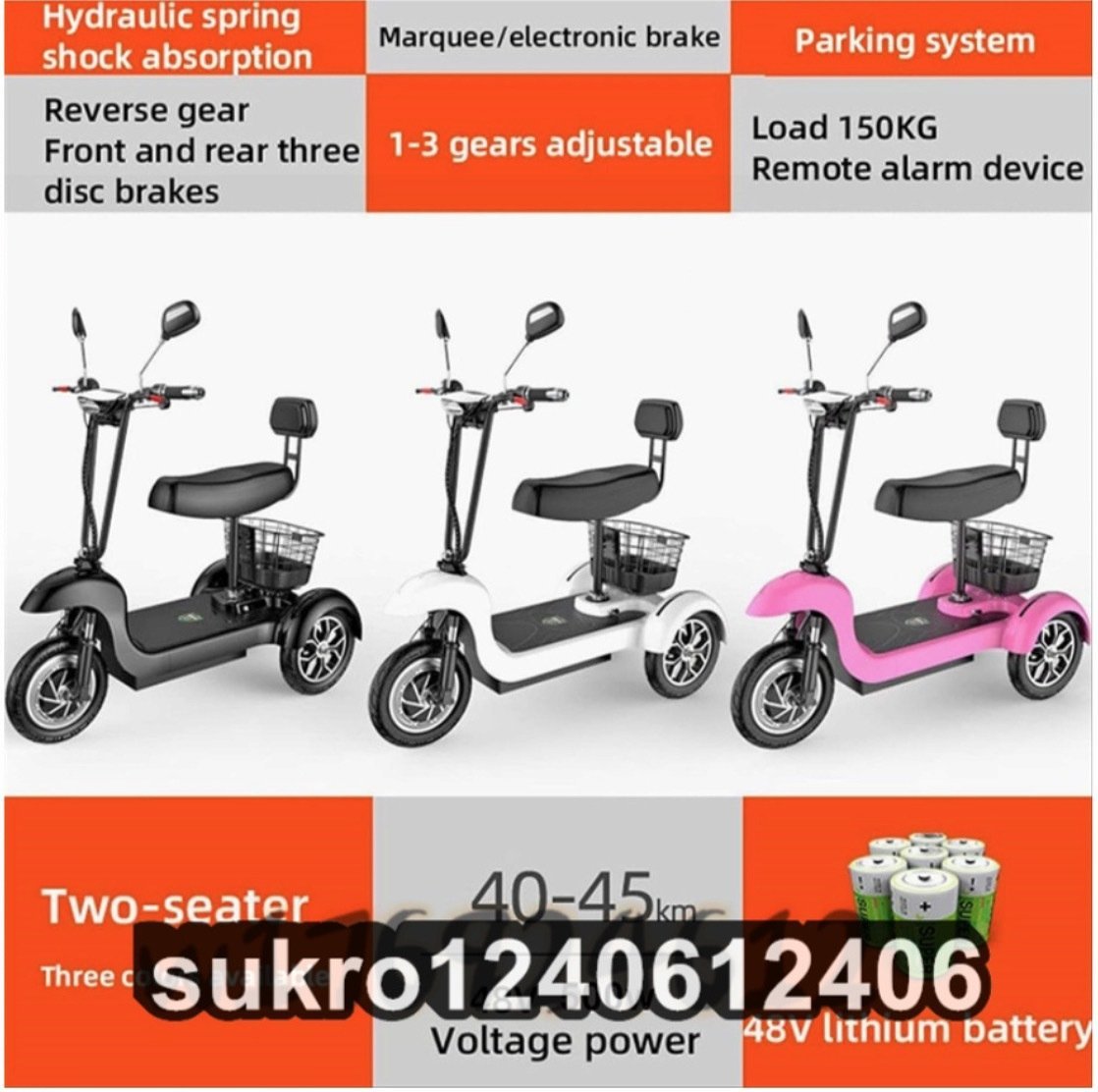  small size electric tricycle / home use . person seniours / handicapped mobiliti dual motor / slope parking / super climbing / folding electric tricycle 