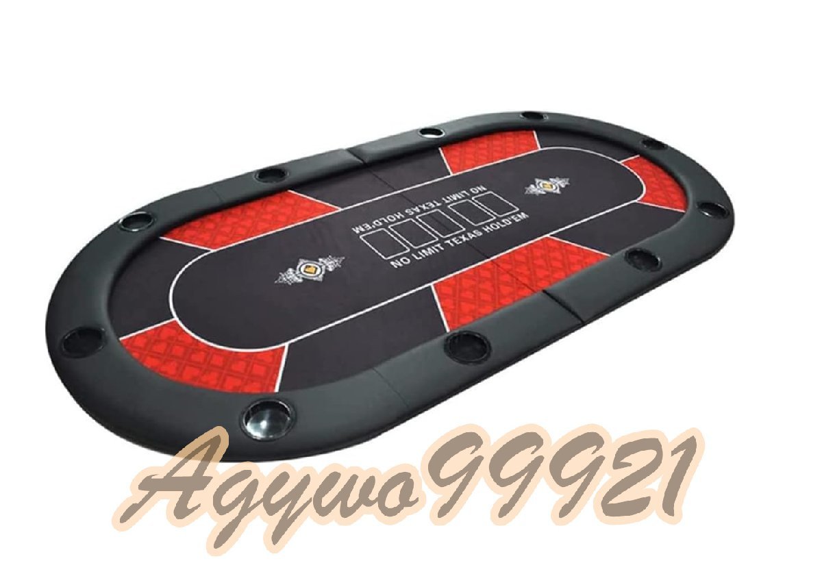 ポーカーテーブル ポーカーマット テキサスポーカーテーブル 折り畳み式のポーカーテーブル 専用ケース付き 200x100cm (Red)