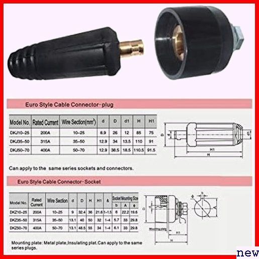 新品★ RIVERWELD 200Ampダイスクイック継手2個 TIG溶接ケーブルパネルコネクタプラグDKJ10-25 167_画像3