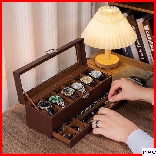 新品◆ ProCase -エスプレッソ プレゼント 小物整理 ディスプレイケース 腕時計 2段式 PU製 腕時計ケース 311