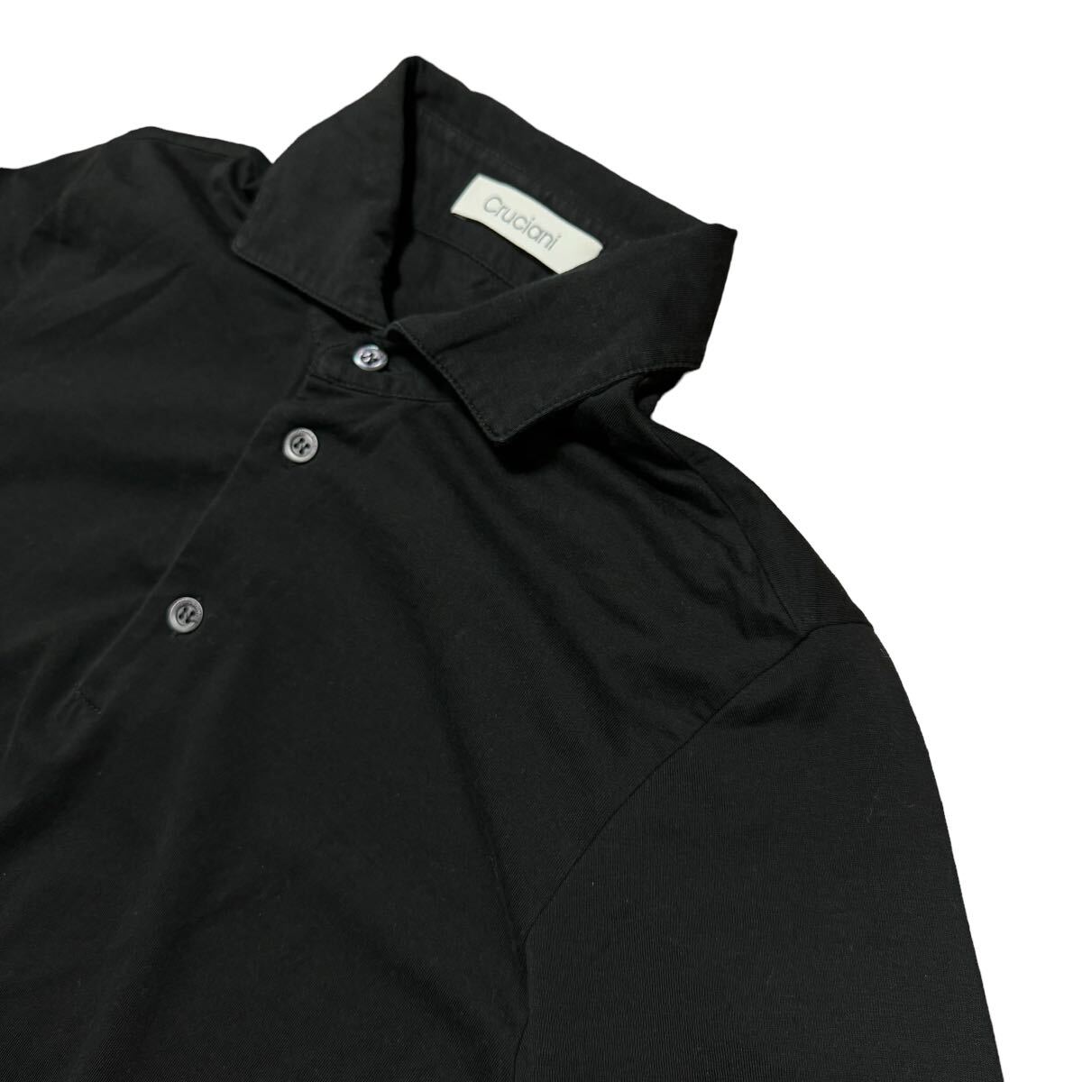 Cruciani クルチアーニ ポロシャツ ジャージー素材 ブラック メンズ サイズ44 Sサイズ相当 イタリア製の画像3