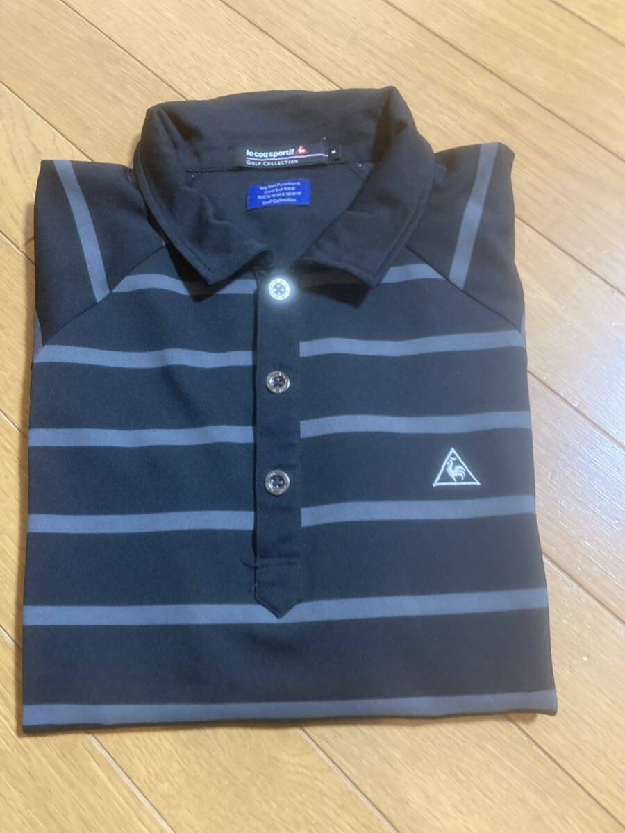 le coq sportif ルコックゴルフ 黒ボーダー半袖 ポロシャツ サイズMの画像3