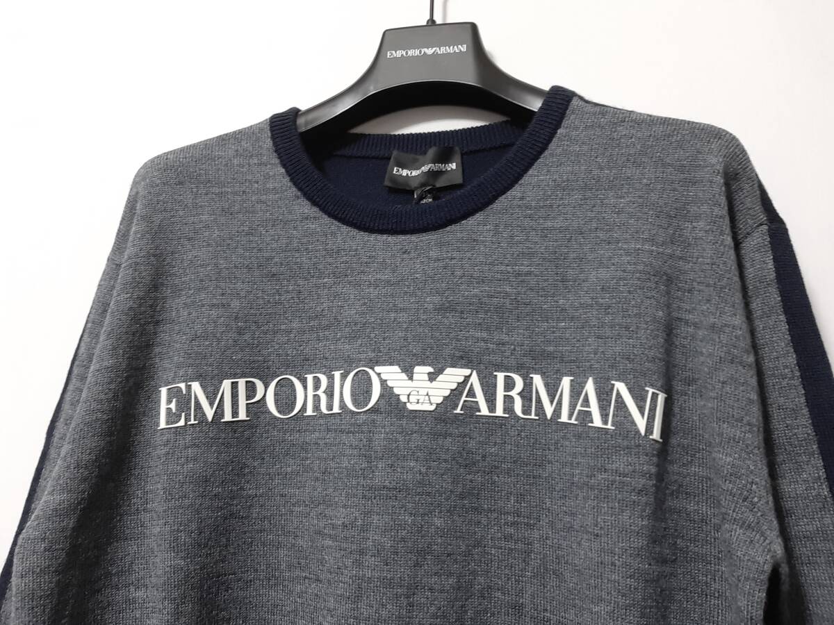 [新品] 14A(14歳) EMPORIO ARMANI / JUNIOR　シグネチャーロゴ入り【ニット】◆2023-24年秋冬モデル　男の子用 166cm　◆色：グレー_画像3