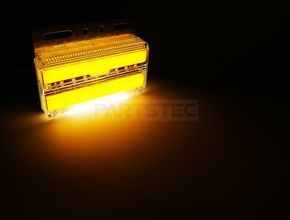24Vトラック 角型 LED サイドマーカー オレンジ ファイバー点灯 流れる シーケンシャル ウインカー 2個セット ダウンライト/ 148-118x2 NG*_画像4