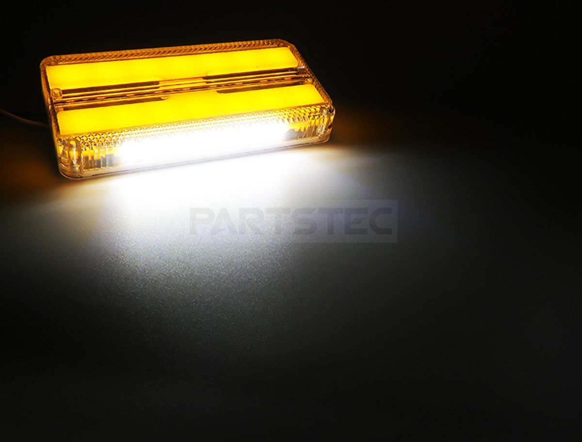 24Vトラック 角型 LED サイドマーカー オレンジ ファイバー点灯 流れる シーケンシャル ウインカー 2個セット ダウンライト/ 148-118x2 NG*_画像3