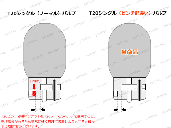 クロームバルブ ステルスバルブ T20 ピンチ部違い 2個セット ウィンカー球　アンバー ウインカー【加工不要】 / 2-1×2 NG*_画像4