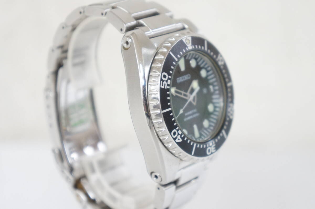 SEIKO セイコー KINETIC キネティック ダイバー 200m 5M62-0BL0 デイト 黒文字盤 メンズ 自動巻き 腕時計 5903263721の画像3