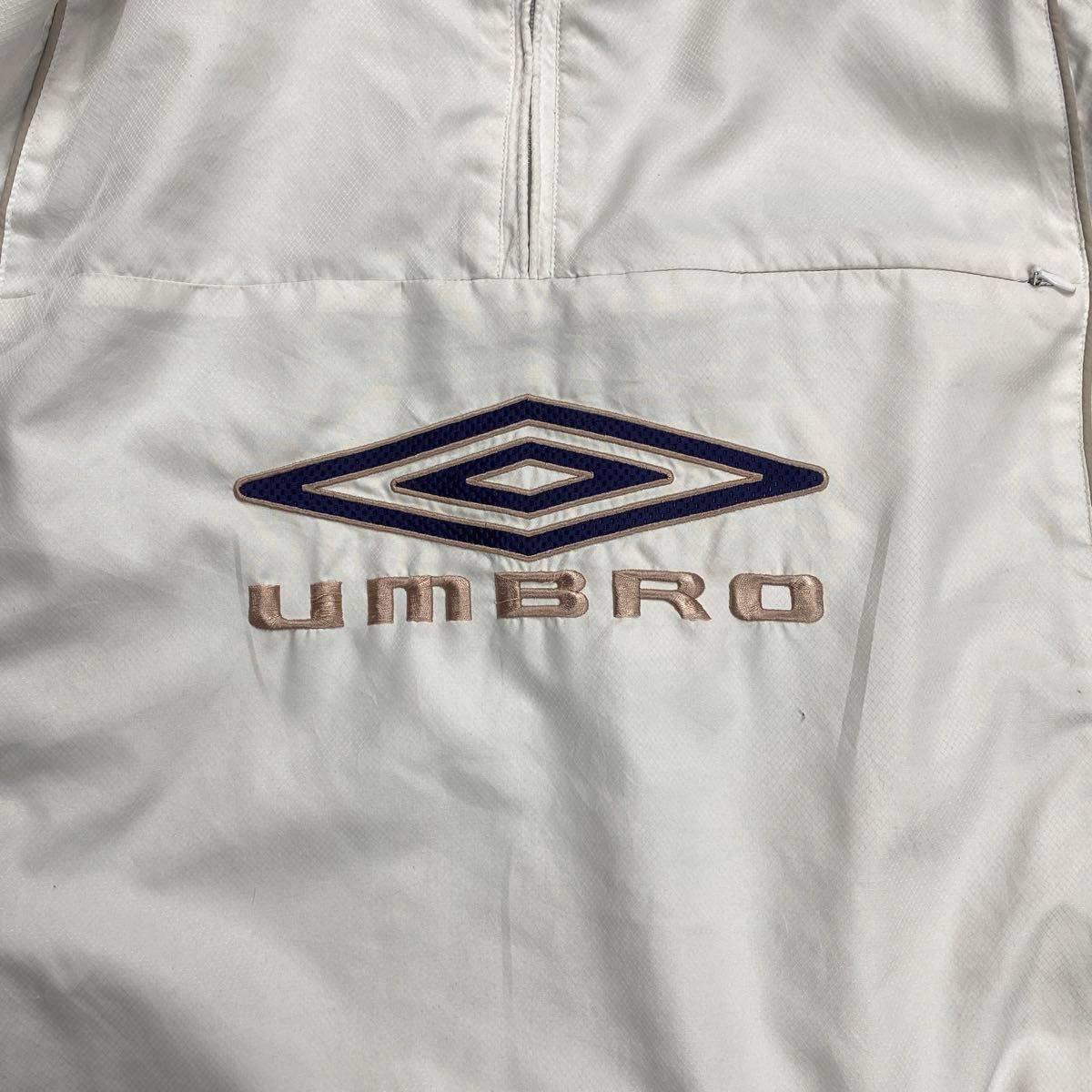 00s UMBRO アンブロ サイドワインダー アノラックパーカー ホワイト×ネイビー L ／y2k ／テック／斜めジップ