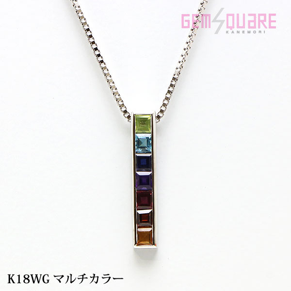 全ての スクエアマルチ石 【値下げ交渉可】K18 ネックレス 仕上げ済【質屋出店】 3.76g イタリー製 サファイア