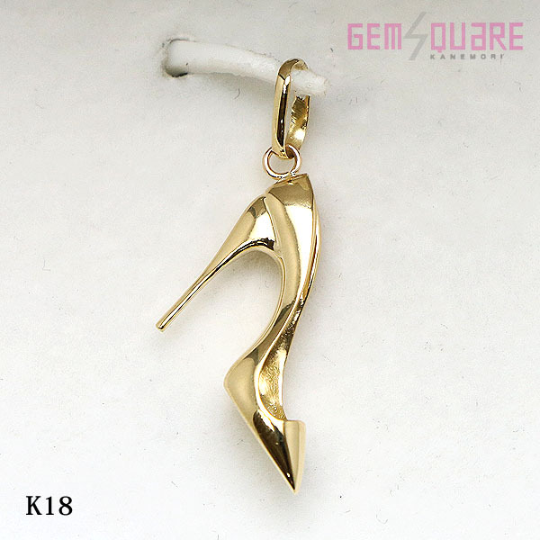【希望者のみラッピング無料】 【値下げ交渉可】K18YG 仕上げ済【質屋出店】 1.46g デザインヘッド ハイヒールモチーフ ネックレストップ イエローゴールド
