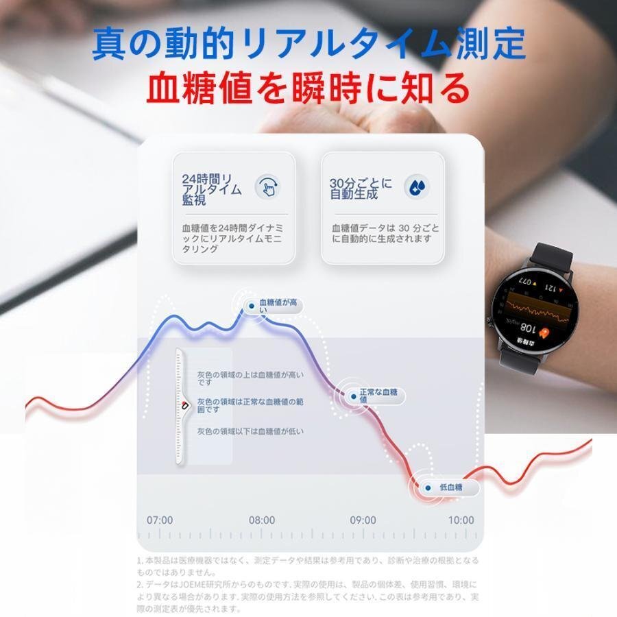 スマートウォッチ 日本製 血圧測定 24時間健康管理 ECG心電図測定 通話機能 血糖値 睡眠 丸型 日本語説明書 着信通知 android/iphone_画像6