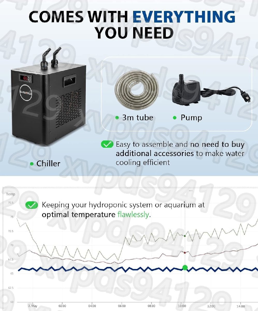 水槽クーラー 160L ウォータークーラー デジタルディスプレイ ウォーターポンプ付き 小型循環式クーラー 5-36℃調整可能 110Ｖ 黒い_画像5