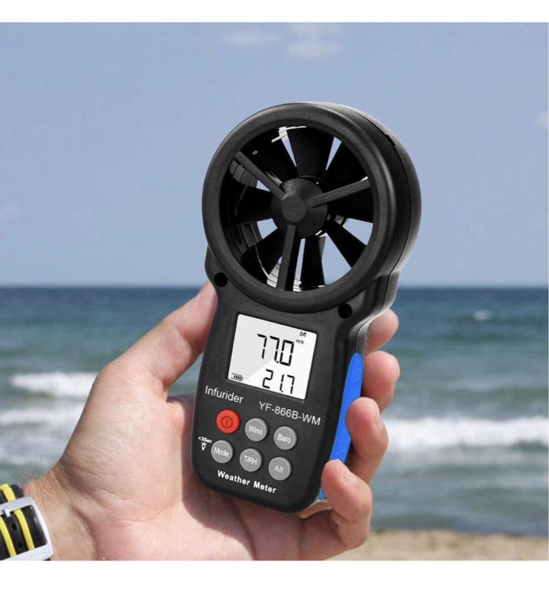 ハンドヘルド風速計 気圧計 Kethvoz KE-866BWM 風量計 風力計 圧力計デジタル 気流測定器、風速/温度計測器_画像7