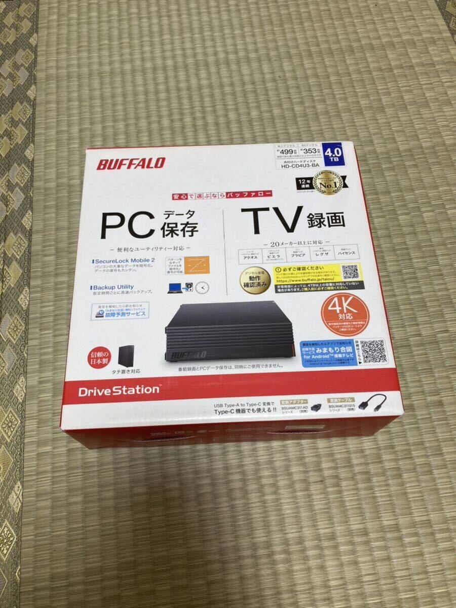 BUFFALO TV用　外付けハードディスク 外付けHDD 4TB HD-CD4U3-BA_画像1