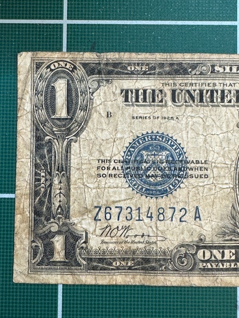 アメリカ合衆国　ワシントン　1ドル札　1ドル紙幣　SERIES OF 1928 A_画像2