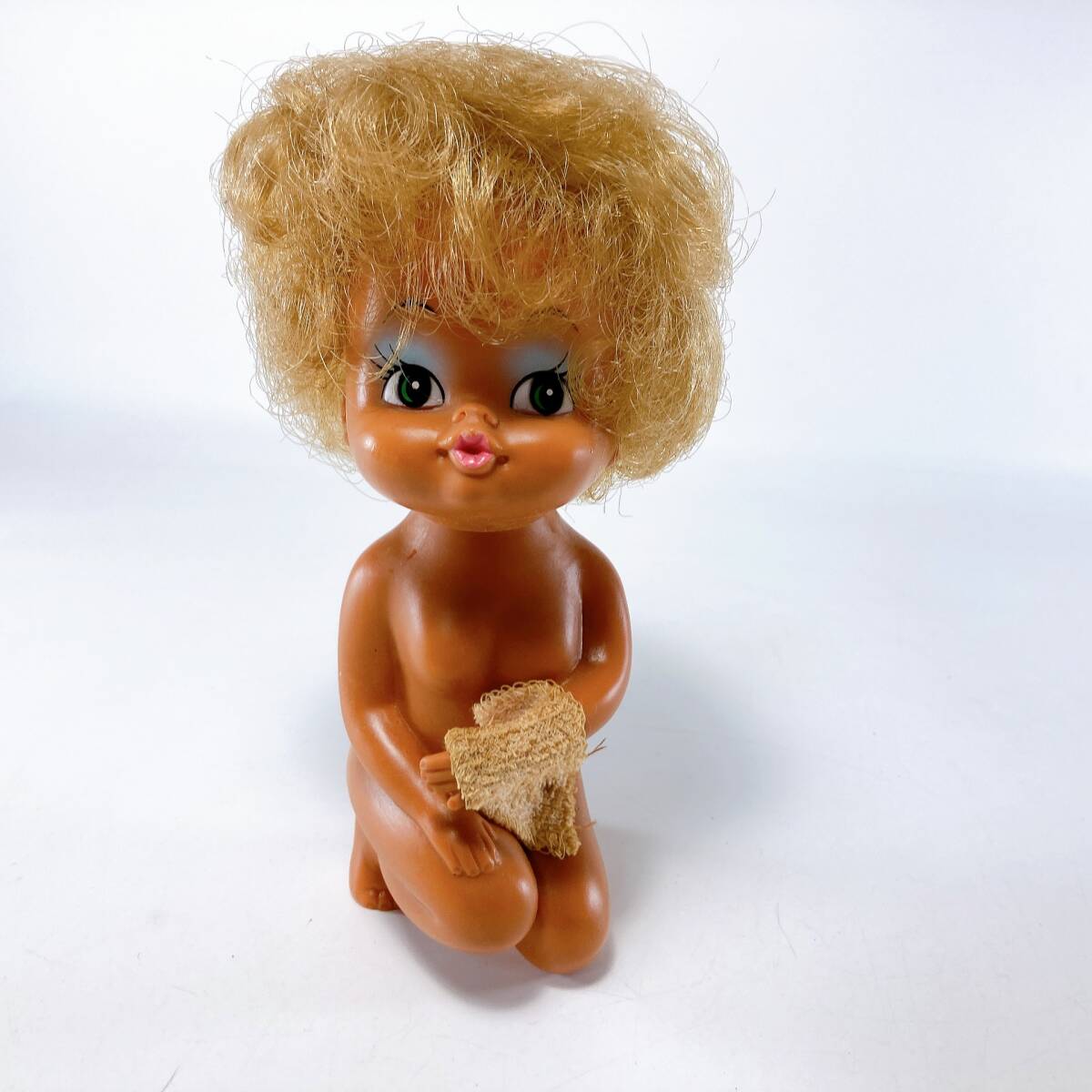 【当時物】裸婦 褐色 の 美女 ソフビ人形 タオル お風呂　ビンテージ レトロ_画像1