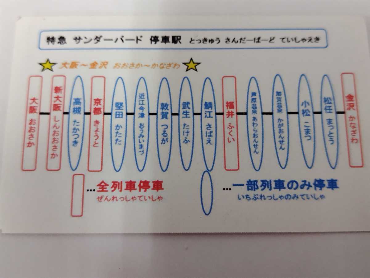 乗車記念カード JR西日本 京都車掌区配布カード 特急サンダーバード乗車記念証 大阪 金沢 683系4000番台_画像2