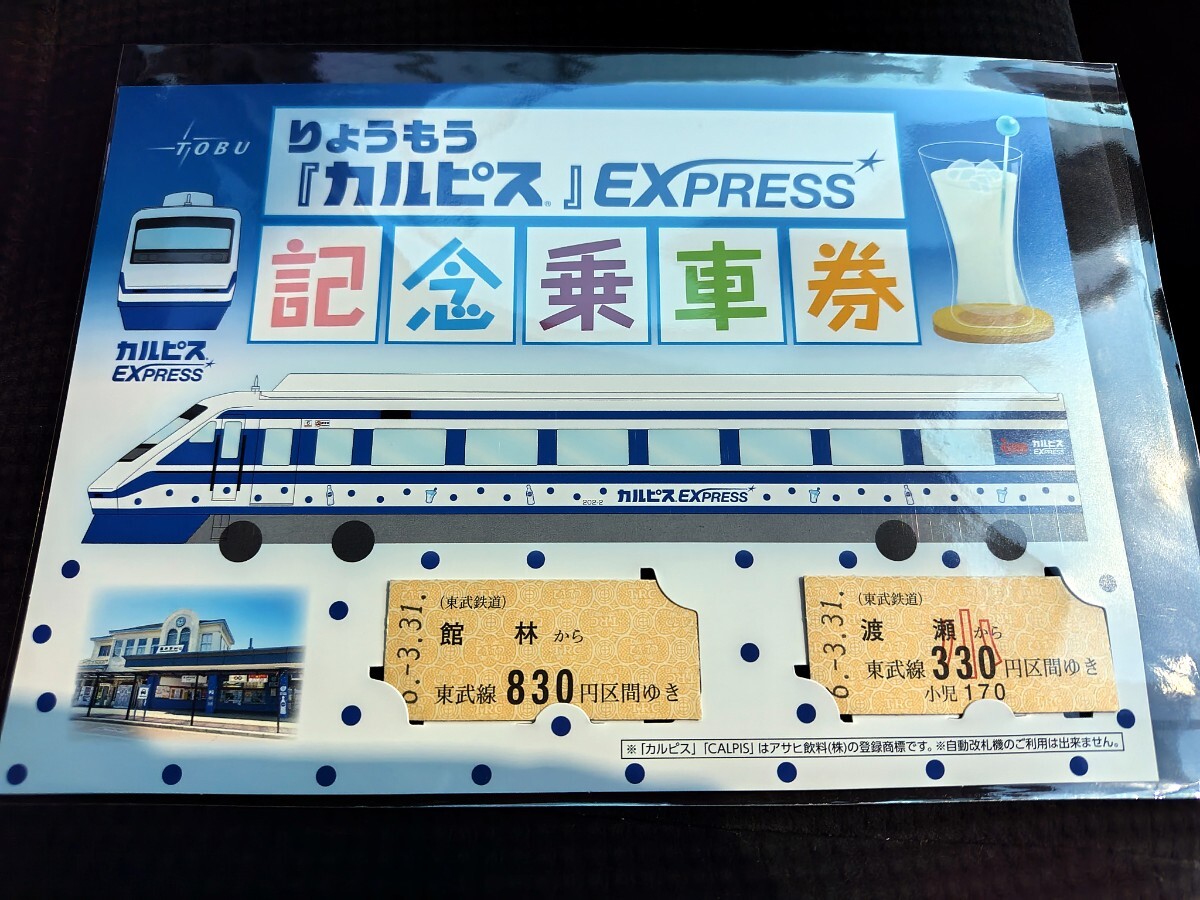 東武200系 特急りょうもう カルピスエクスプレス 運行記念乗車券セット カルピスＥＸＰＲＥＳＳ_画像1