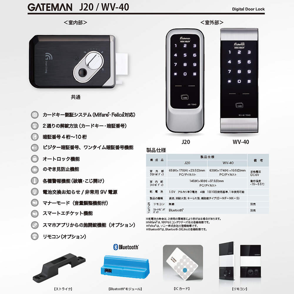 GATEMAN J20 東邦金属工業 面付錠 デジタルドアロック 電子錠 暗証番号錠 玄関ドア カードキー 自動施錠 鍵交換_画像5