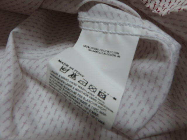 ◆ＤＳＱＵＡＲＥＤ２◆ディースクエアード メンズ コットン カラーデザインシャツ /ホワイトXレッド・４６、美品！！_画像9