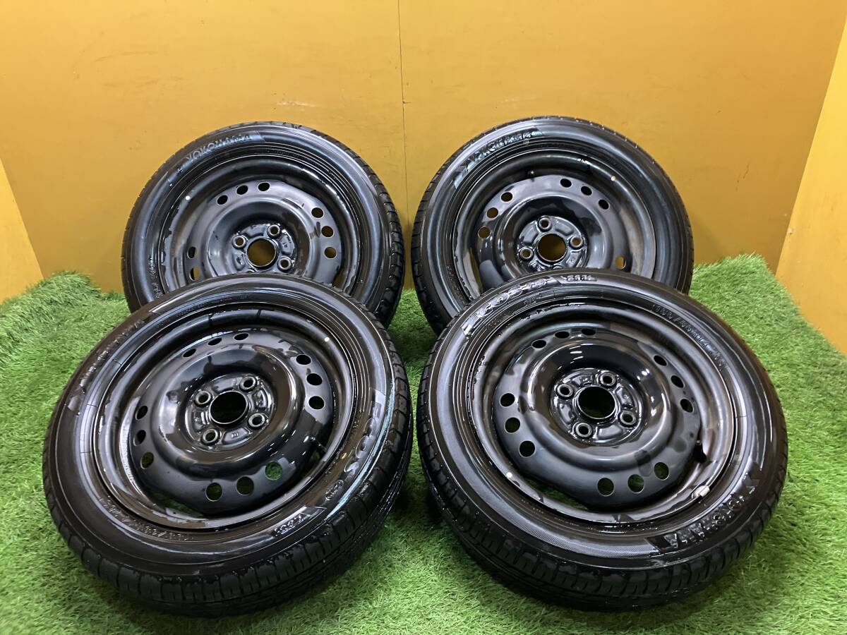 【長野発★N238】ダイハツ純正キャップ付 鉄ホイール 14×4.5J ECOS ES31 155-65R14 ４本セット!! 格安☆売切_画像1