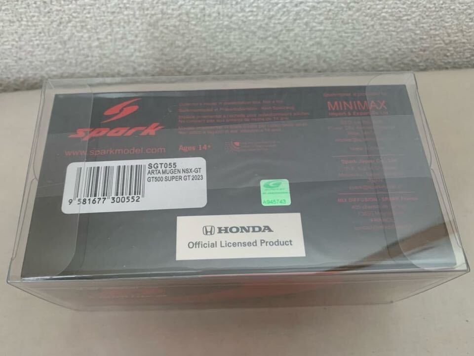 ◆未展示 & 未開封品! パッケージ保護クリアケース付き！1/43 ARTA MUGEN無限 NSX GT#16 GT500 SUPER GT 2023の画像6