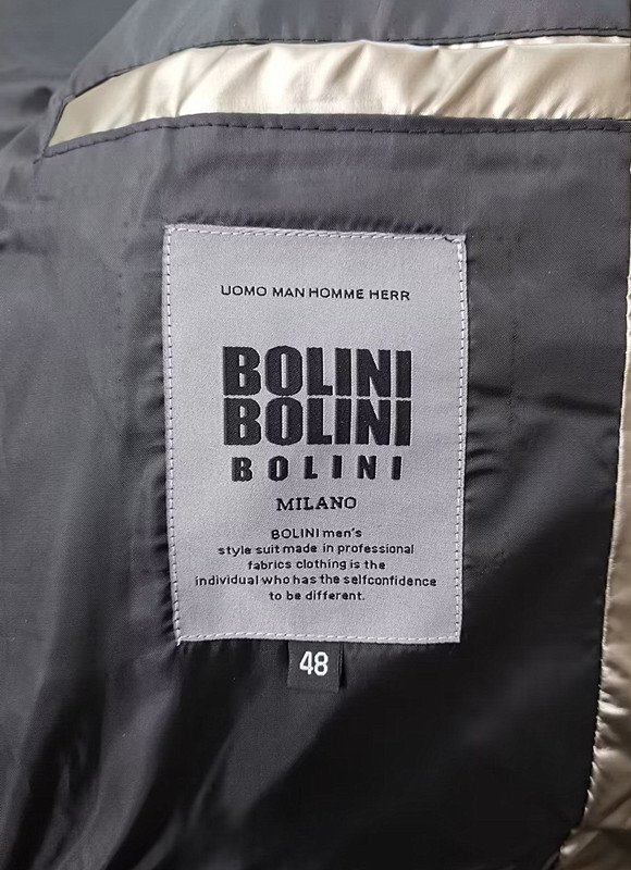 最高級EU製※プレミアムダウン★イタリア・ミラノ発*BOLINI*ブラックライン※超防寒・ゴールデンシルバー・ダウンジャケット・46/Mの画像7