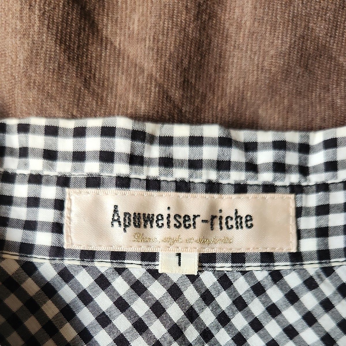 【匿名発送】Apuweiser-riche  ギンガムチェック シャツ