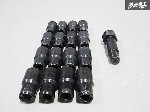 社外 ホイールナット 貫通 ロング ロックナット テーパー座面 黒 ナット 16本 4H 4穴 約38ｍｍ 21HEX P1.5 M12の画像2