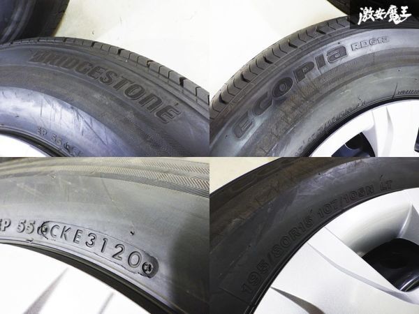 新車外し!!●トヨタ 純正 200系 ハイエース 4型 15インチ 6J ＋35 6穴 PCD139.7 鉄チン ホイール B/S 2020年 195/80R15 タイヤ 4本セット_画像6