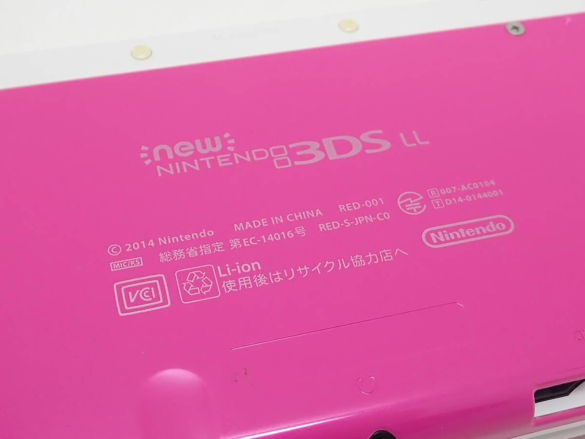 44855 ★ Nintendo 任天堂 3DS LL ピンク×ホワイト RED-001 初期化済み 充電コード付 おまけカセット付 ★ 中古品 動作確認済み_画像9