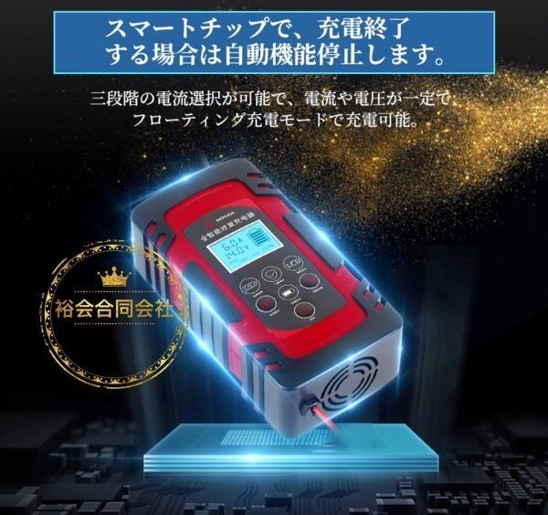 自動 バッテリー充電器 定格8A スマートチャージャー 12V/24V対応 バッテリー診断機能付 AGM/GEL車充電可能★保証付き★顧客満足度100％★の画像6