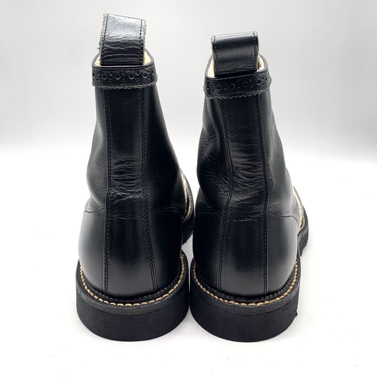NUMBER (N)INE (ナンバーナイン) レースアップブーツ プレーントゥ 刺繍 レザー ブラック 黒 US7.5 25.5cm 革靴 シューズ ビブラムソール
